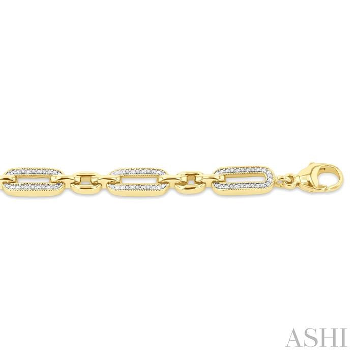 1/6 Ctw Round Cut Diamond Paperclip Bracelet in Yellow Gold Vermeil