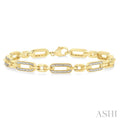 1/6 Ctw Round Cut Diamond Paperclip Bracelet in Yellow Gold Vermeil