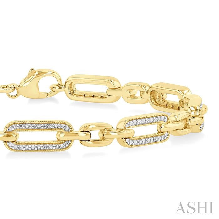 1/6 Ctw Round Cut Diamond Paperclip Bracelet in Yellow Gold Vermeil