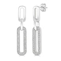 1/10 Ctw Round Cut Diamond Paperclip Earrings in Sterling Silver