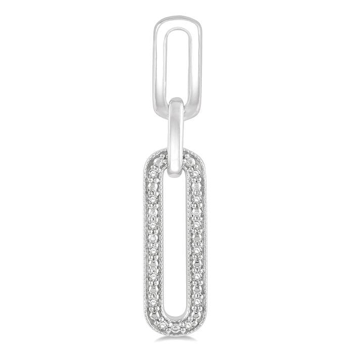 1/10 Ctw Round Cut Diamond Paperclip Earrings in Sterling Silver