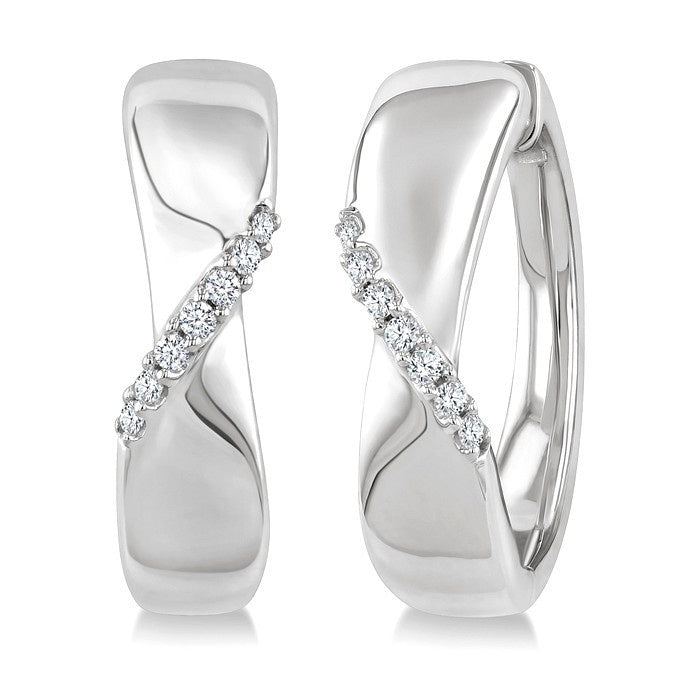 1/6 Ctw Round Cut Diamond Hoop Earrings in Sterling Silver