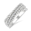 1/10 Ctw Round Cut Bead Bijoux Diamond Crossover Bold Bead Border Fashion Band in Sterling Silver