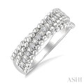 1/10 Ctw Round Cut Bead Bijoux Diamond Crossover Bold Bead Border Fashion Band in Sterling Silver