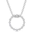 1/10 Ctw Circle Round Cut Diamond Pendant With Chain in Sterling Silver
