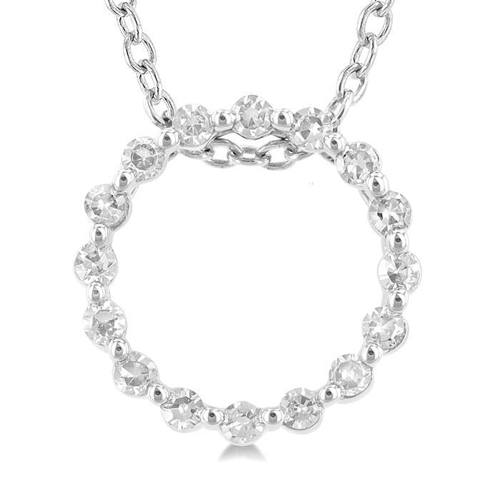 Silver Circle Petite Diamond Fashion Pendant