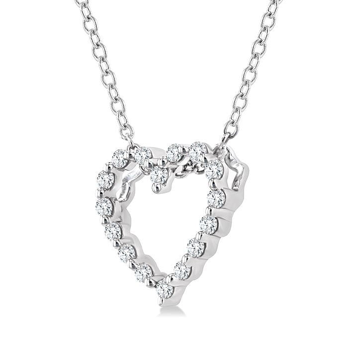 1/10 Ctw Heart Shape Round Cut Diamond Pendant With Chain in Sterling Silver