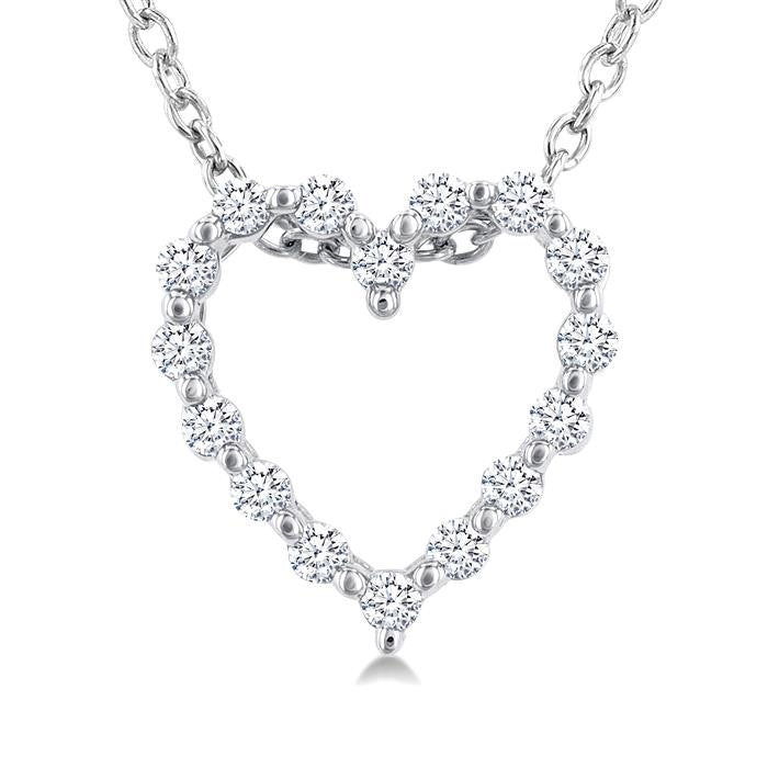 1/10 Ctw Heart Shape Round Cut Diamond Pendant With Chain in Sterling Silver
