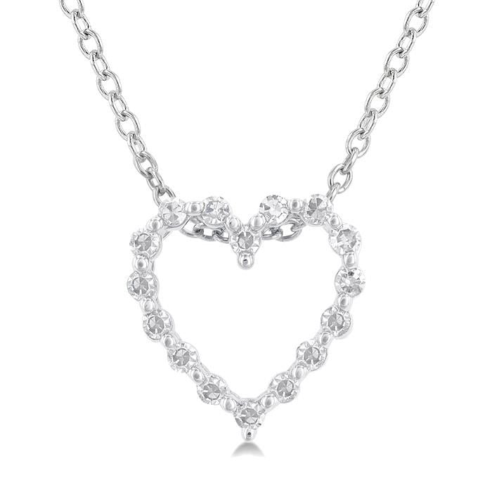 Silver Heart Shape Petite Diamond Fashion Pendant
