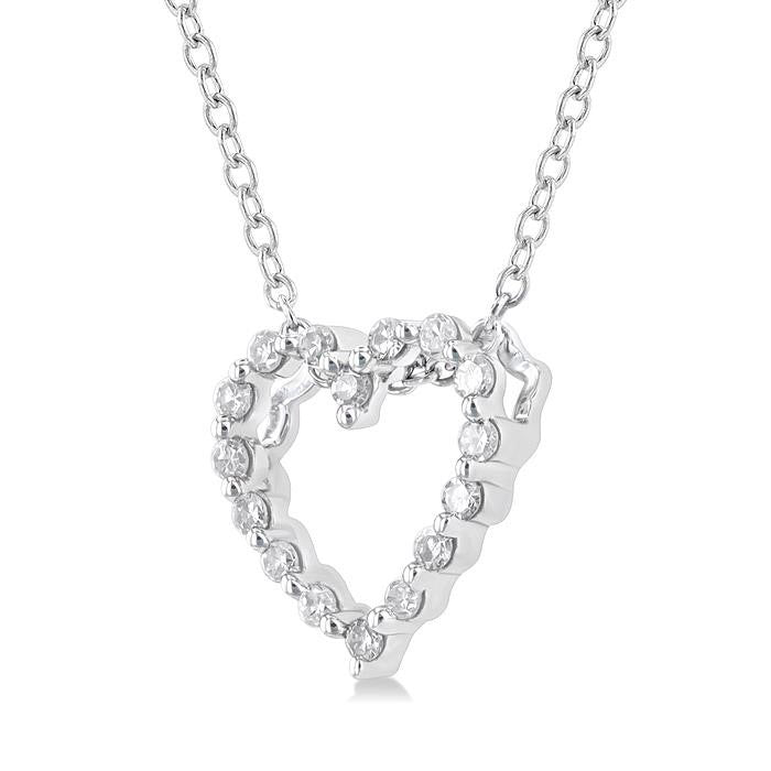 Silver Heart Shape Petite Diamond Fashion Pendant