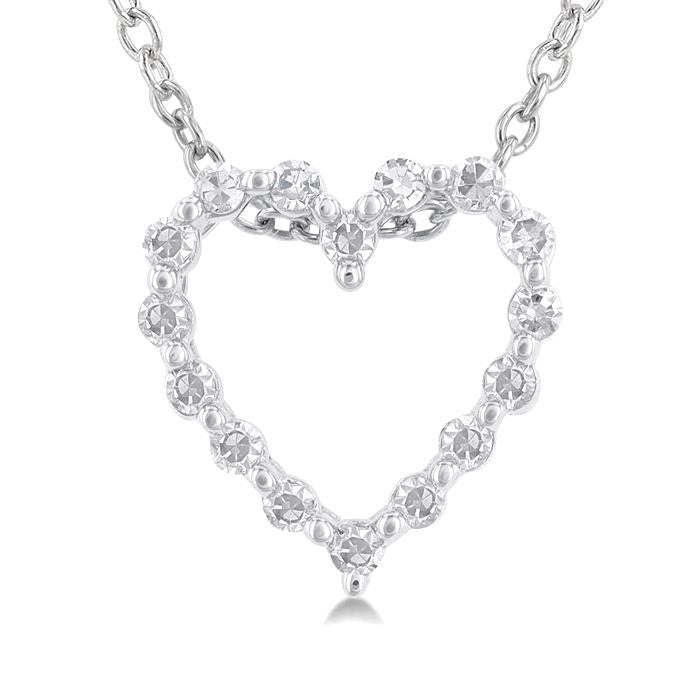Silver Heart Shape Petite Diamond Fashion Pendant