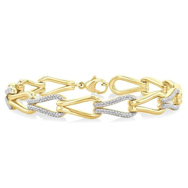 1/6 Ctw Round Cut Diamond Bold Knot Link Fashion Bracelet in Yellow Gold Vermeil