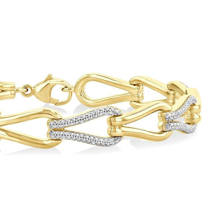 1/6 Ctw Round Cut Diamond Bold Knot Link Fashion Bracelet in Yellow Gold Vermeil