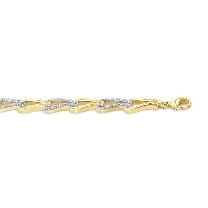 1/6 Ctw Round Cut Diamond Bold Knot Link Fashion Bracelet in Yellow Gold Vermeil