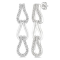 1/10 Ctw Round Cut Diamond Bold Knot Link Fashion Earrings in Sterling Silver