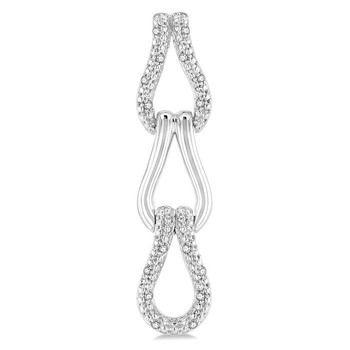 1/10 Ctw Round Cut Diamond Bold Knot Link Fashion Earrings in Sterling Silver