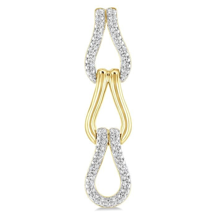 1/10 Ctw Round Cut Diamond Bold Knot Link Fashion Earrings in Yellow Gold Vermeil