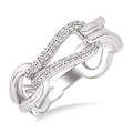 1/10 Ctw Round Cut Diamond Bold Knot Link Fashion Ring in Sterling Silver