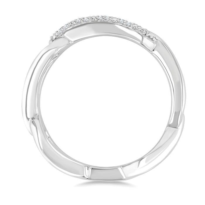 1/10 Ctw Round Cut Diamond Bold Knot Link Fashion Ring in Sterling Silver