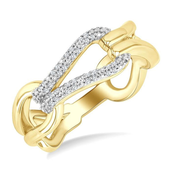 1/10 Ctw Round Cut Diamond Bold Knot Link Fashion Ring in Yellow Gold Vermeil