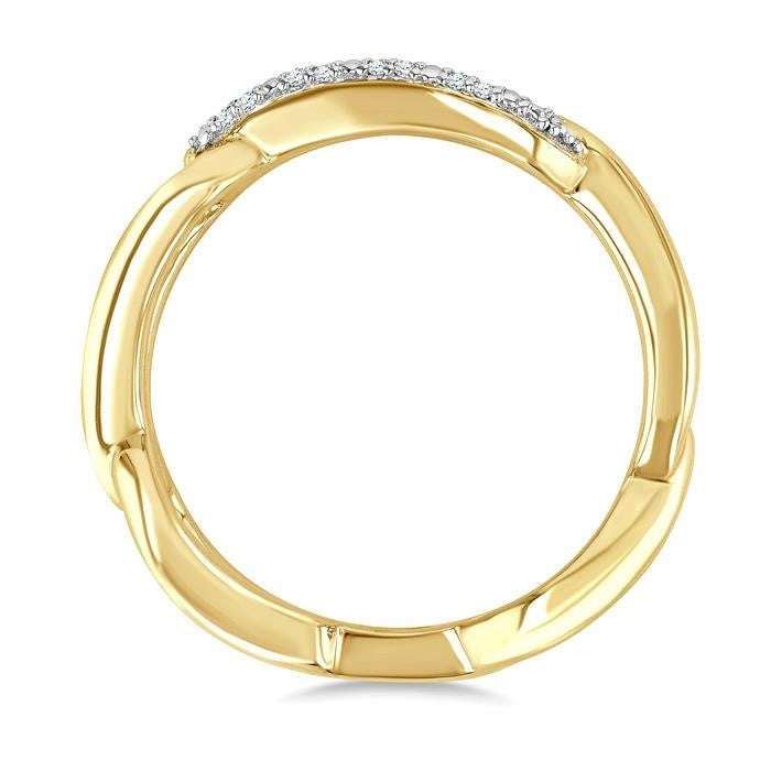 1/10 Ctw Round Cut Diamond Bold Knot Link Fashion Ring in Yellow Gold Vermeil