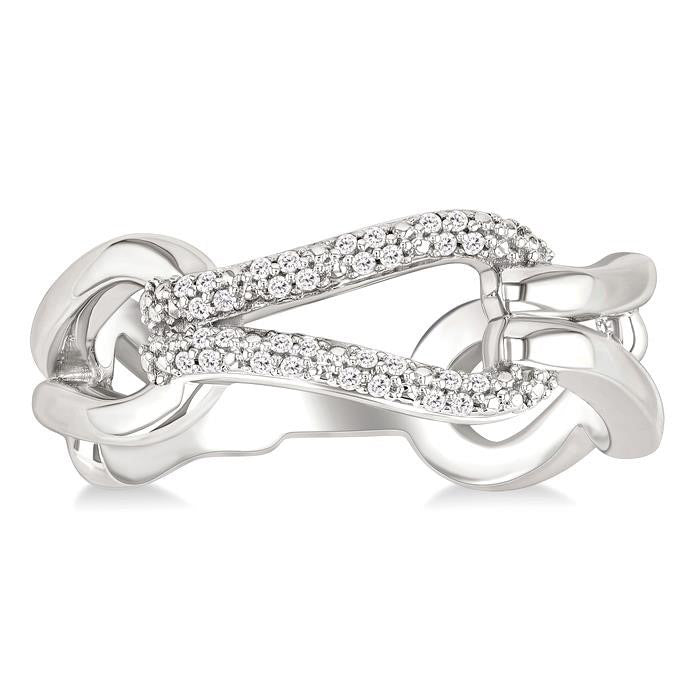 Silver Bold Knot Diamond Fashion Ring