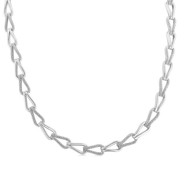 1/4 Ctw Round Cut Diamond Bold Knot Link Fashion Necklace in Sterling Silver
