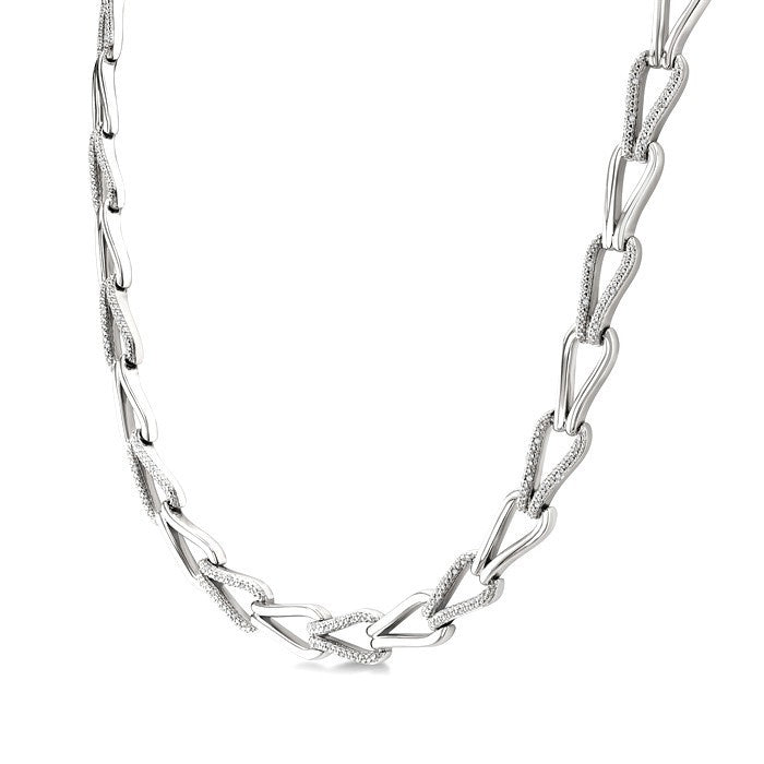 1/4 Ctw Round Cut Diamond Bold Knot Link Fashion Necklace in Sterling Silver