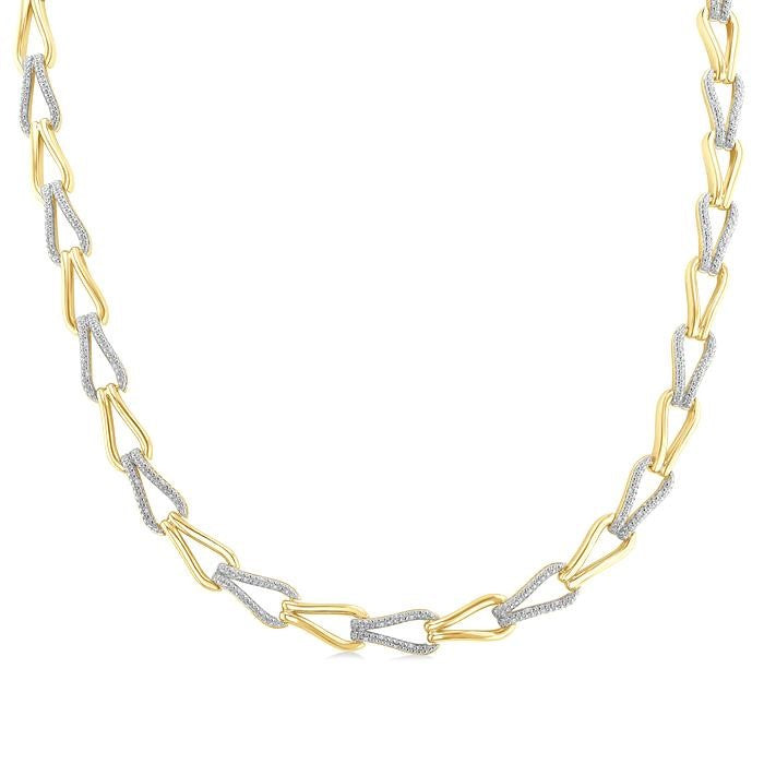 1/4 Ctw Round Cut Diamond Bold Knot Link Fashion Necklace in Yellow Gold Vermeil