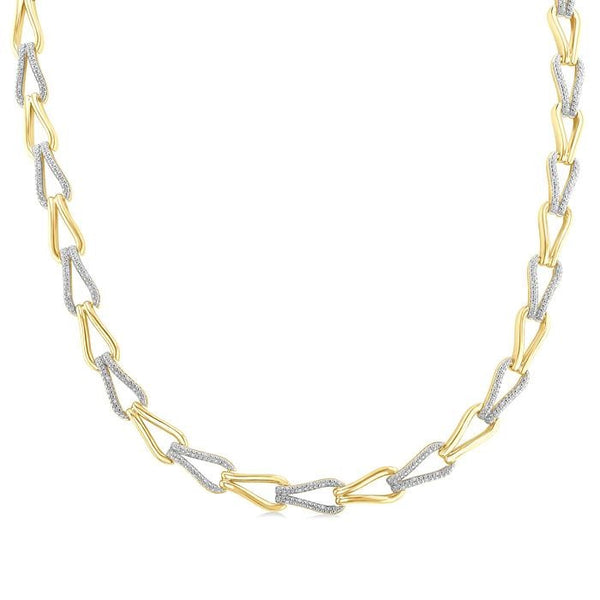 1/4 Ctw Round Cut Diamond Bold Knot Link Fashion Necklace in Yellow Gold Vermeil