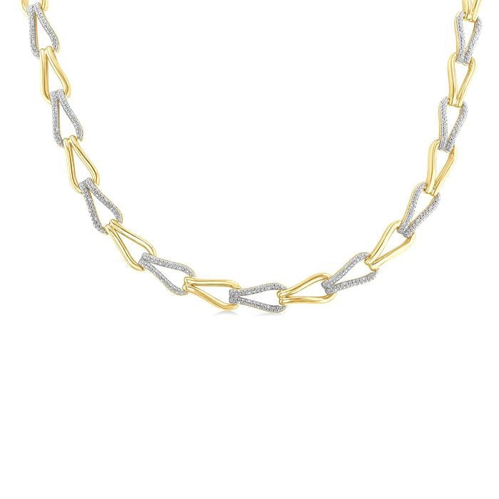 1/4 Ctw Round Cut Diamond Bold Knot Link Fashion Necklace in Yellow Gold Vermeil