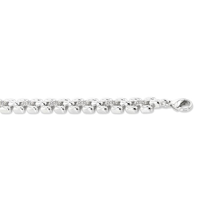 1/6 Ctw Bold Panther Link Round Cut Diamond Fashion Bracelet in Sterling Silver