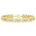 1/6 Ctw Bold Panther Link Round Cut Diamond Fashion Bracelet in Yellow Gold Vermeil