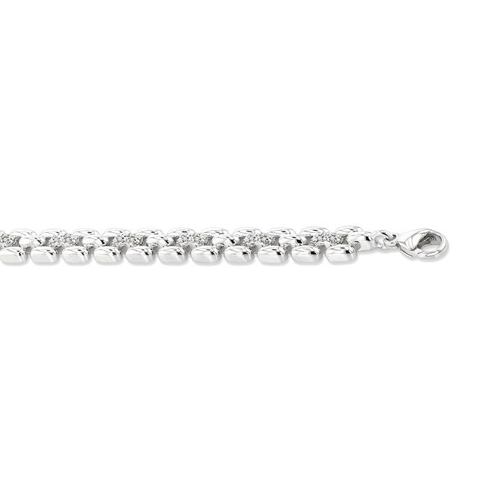Silver Bold Panther Link Diamond Fashion Bracelet