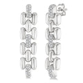 1/10 Ctw Bold Panther Link Round Cut Diamond Fashion Earrings in Sterling Silver