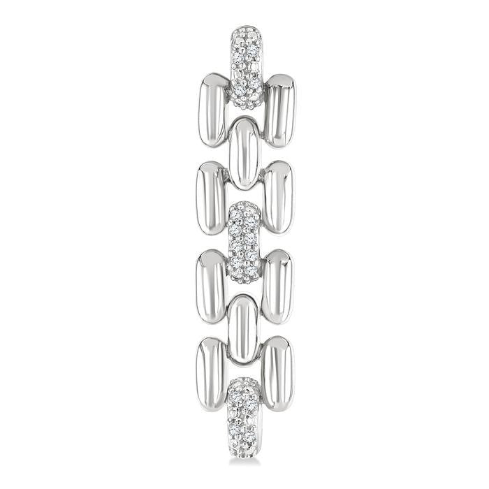 1/10 Ctw Bold Panther Link Round Cut Diamond Fashion Earrings in Sterling Silver