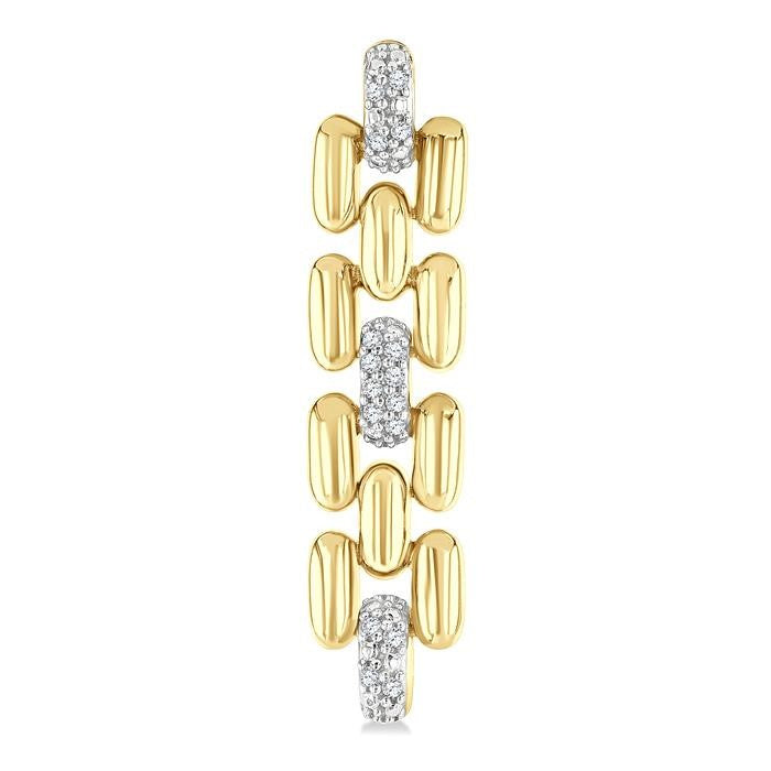 1/10 Ctw Bold Panther Link Round Cut Diamond Fashion Earrings in Yellow Gold Vermeil
