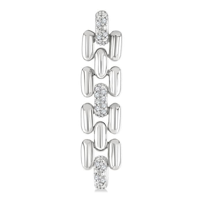 Silver Bold Panther Link Diamond Fashion Earrings