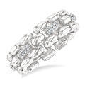 1/10 Ctw Bold Panther Link Round Cut Diamond Fashion Ring in Sterling Silver
