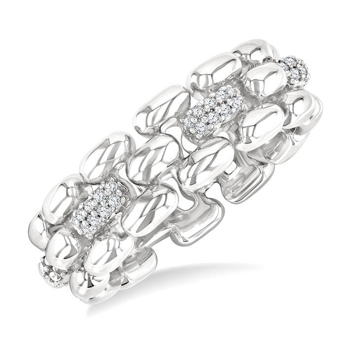 1/10 Ctw Bold Panther Link Round Cut Diamond Fashion Ring in Sterling Silver