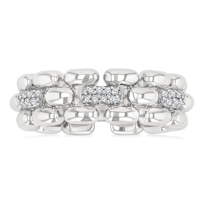 1/10 Ctw Bold Panther Link Round Cut Diamond Fashion Ring in Sterling Silver