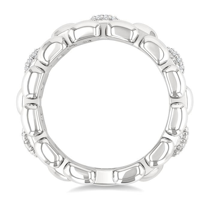 1/10 Ctw Bold Panther Link Round Cut Diamond Fashion Ring in Sterling Silver