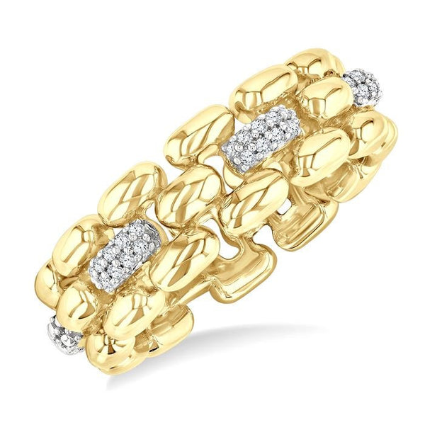 1/10 Ctw Bold Panther Link Round Cut Diamond Fashion Ring in Yellow Gold Vermeil