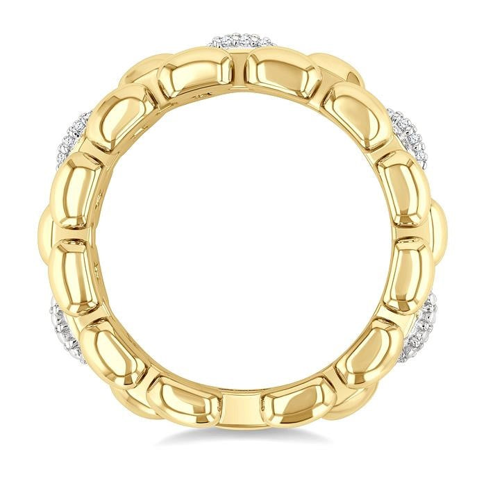 1/10 Ctw Bold Panther Link Round Cut Diamond Fashion Ring in Yellow Gold Vermeil
