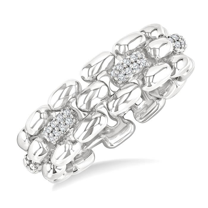 Silver Bold Panther Link Diamond Fashion Ring