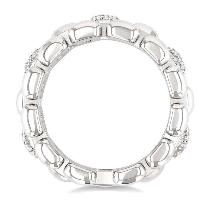 Silver Bold Panther Link Diamond Fashion Ring