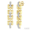 1/10 Ctw Bold Panther Link Round Cut Diamond Fashion Earrings in Yellow Gold Vermeil
