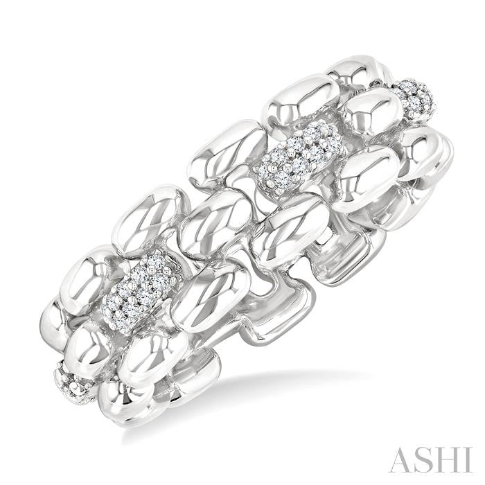 1/10 Ctw Bold Panther Link Round Cut Diamond Fashion Ring in Sterling Silver