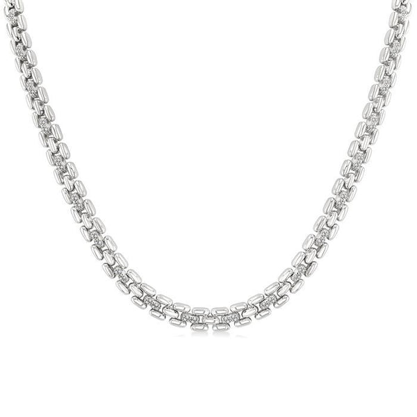 1/4 Ctw Bold Panther Link Round Cut Diamond Fashion Necklace in Sterling Silver