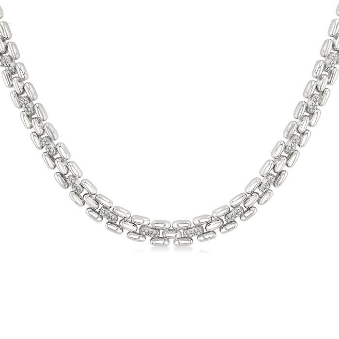 Silver Bold Panther Link Diamond Fashion Necklace